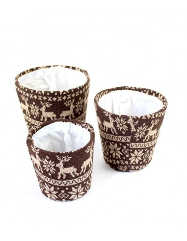 Vasi natalizi in tessuto marrone e...