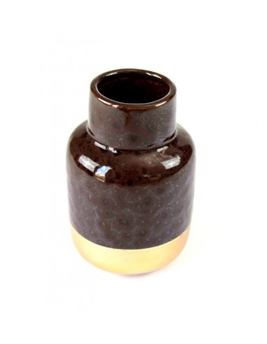 Vaso in ceramica M bicolor marrone e oro