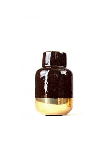 Vaso in ceramica M bicolor marrone e oro