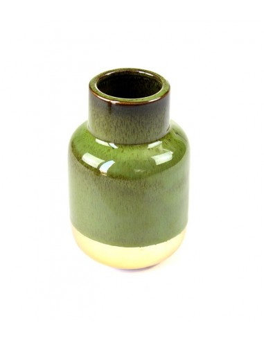Vaso in ceramica M bicolor verde e oro