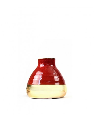 Vaso in ceramica S bicolor rosso e oro
