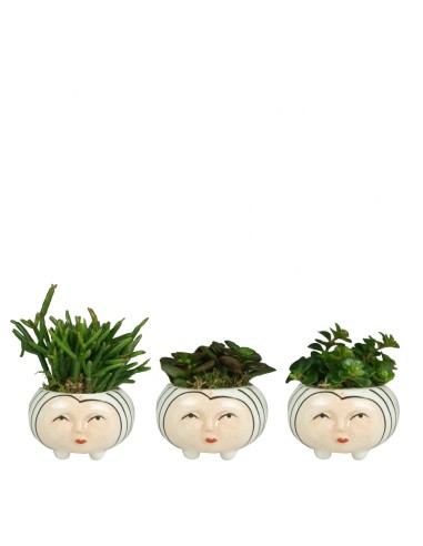 Serio | Tris vasetti con volto per...